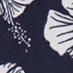 navy hibiscus linen