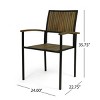 Modern Acacia Wood Patio Dining Chair Set of 2,Outdoor Armest Dining Chair with Metal Legs for Garden Backyard -Tanpinhause - 4 of 4