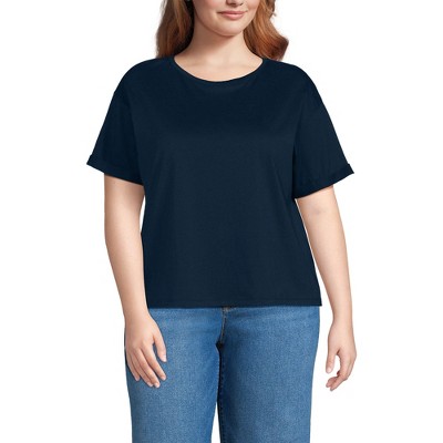 Lands' End Women's Oversized Supima Short Sleeve Crew Neck T-Shirt