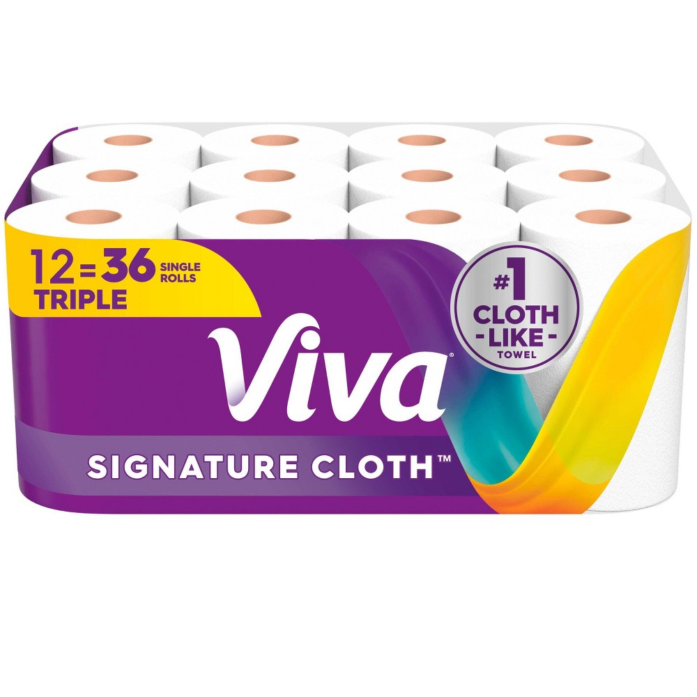 Viva Signature Cloth Make-A-Size Paper Towels - 12 Triple Rolls - 1-Ply - 129 Sheets