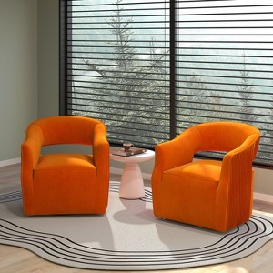 SEYNAR Modern Glam Velvet 360 Degree Swivel Open-Back Accent Armchair Set of 2 - 1 of 4