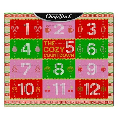 ChapStick Cozy Countdown Holiday Lip Balms 12-Pack, Advent Calendar