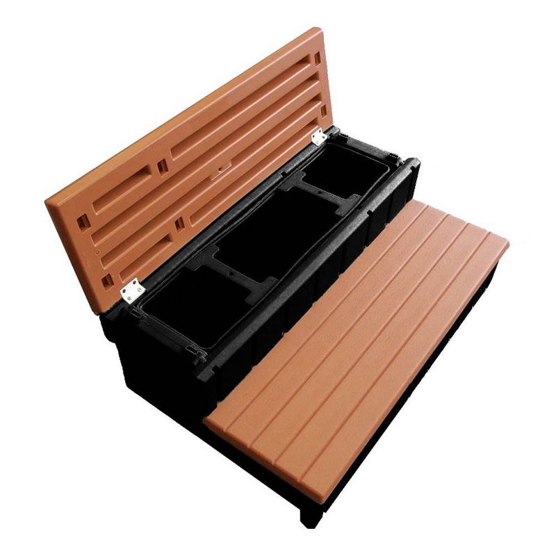 Leisure Accents 36" Deck Spa Hot Tub Storage Compartment Steps, Redwood (2 Pack), 3 of 7
