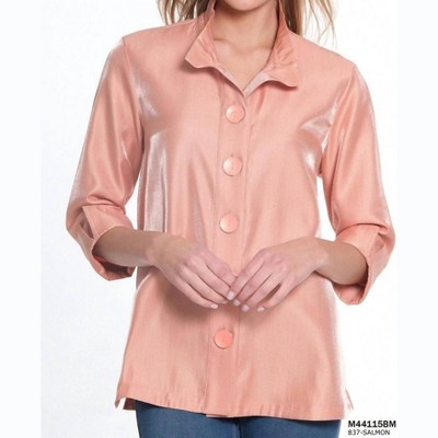 Women's 3/4 Sleeve Wire Collar Button Front Shirt - Multiples