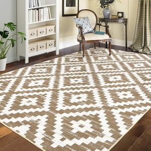 8x10 Area Rugs for Living Room, Checkered Non-Slip Washable Rugs, Neutral Classic Geometric Large Area Rug for Bedroom, Carpet for Dining Room - 1 of 4