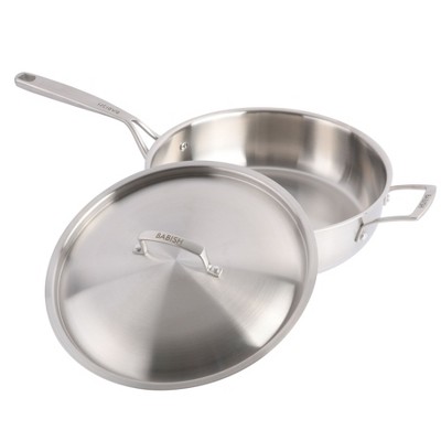 Babish 5-Quart Tri-Ply Stainless Steel Saute Pan with Lid