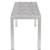 Double Bench 17.7"H Gray & Silver – Brushed Metal Frame with Faux Wood Polyethylene Top, Modern Outdoor Seating by Zuo Modern - 4 of 4