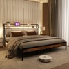 Costway Full/Queen/King Size Bed Frame w/Charging Station, Metal Platform Bed w/Upholstered Headboard - 4 of 4