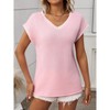 Womens Summer Sweater Lightweight Cap Sleeve V Neck Pullover Sweater Color Block Sweater Vest Soft Knitwear One Shoulder Style Outfits - 4 of 4