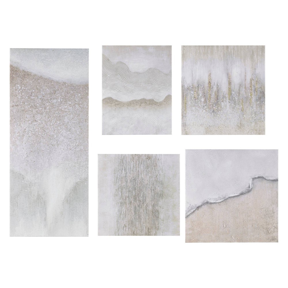 Photos - Wallpaper 5pc Natural Essence Hand Embellished Abstract Gallery Canvas Wall Art Set