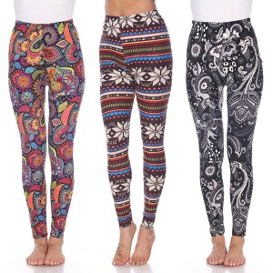 Women's Pack of 3 Leggings - One Size Fits Most - White Mark - 1 of 1