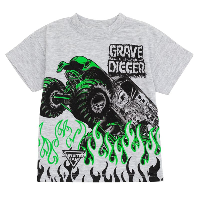 Monster Jam Grave Digger Monster Truck T-Shirt and Shorts Outfit Set Little Kid to Big Kid, 3 of 8
