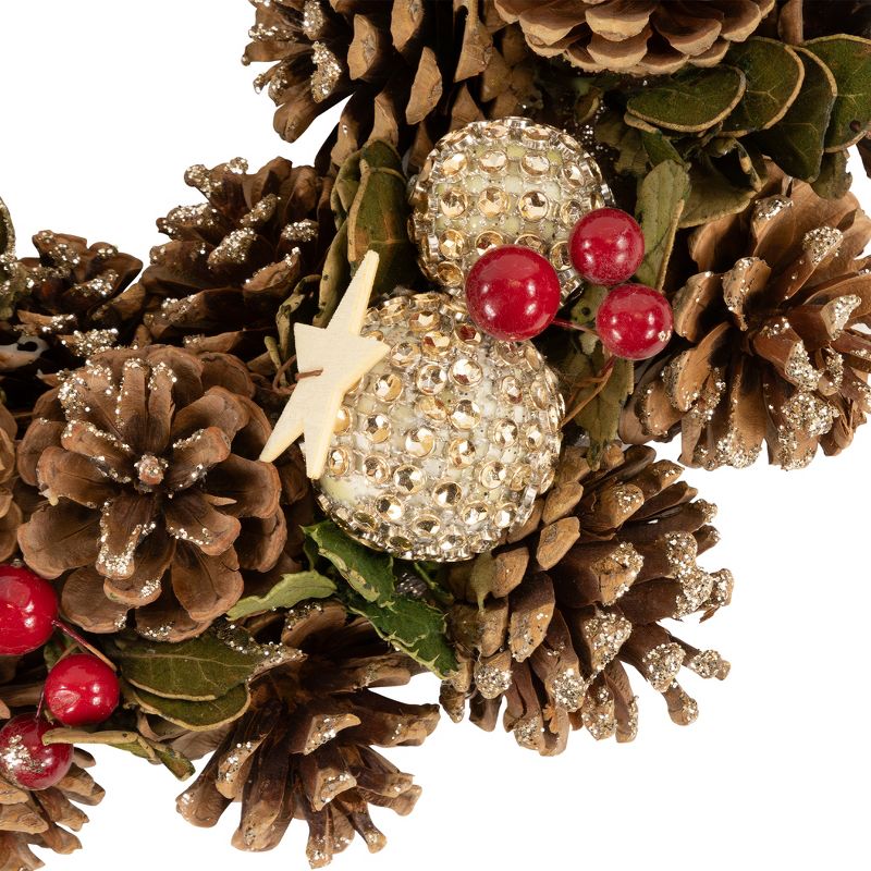Northlight Glittered Pine Cone and Berry Artificial Christmas Wreath, 12-Inch, Unlit, 3 of 6