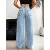 Mocamel Women's  jeans wash high waist straight leg versatile slim fit denim pants - 3 of 4