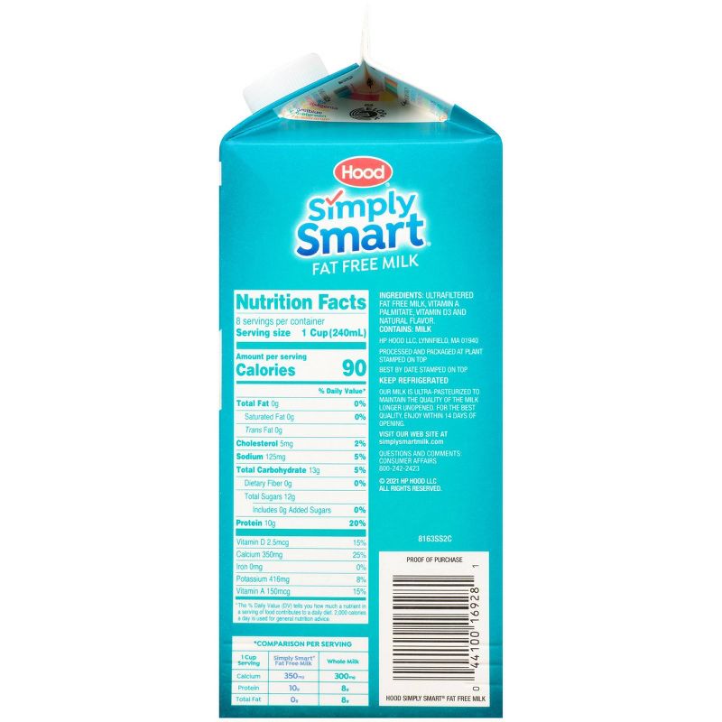 Hood Simply Smart Fat Free Milk - 0.5gal, 2 of 8