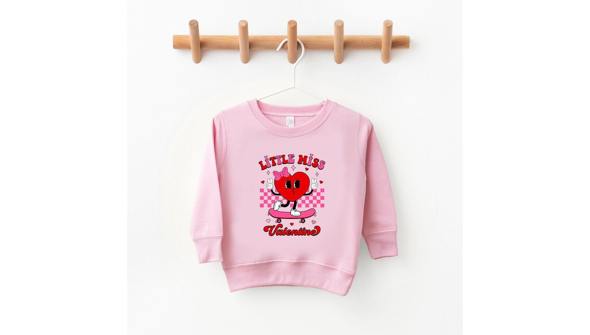 The Juniper Shop Little Miss Valentine Skateboard Toddler Graphic Sweatshirt - 2T - Pink