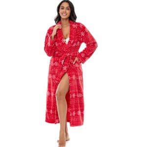 ADR Women's Long Robe, Fleece Plush Robe Woman, Cozy Regular & Plus Size Women's Bath Robe - 1 of 3
