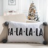 14"x24" Oversized 'FA LA LA LA' Embroidered Lumbar Throw Pillow White - Evergrace - 4 of 4