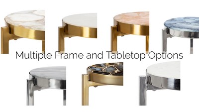 Black Metal and Glass Round Mirrored Drink Table