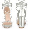 Perphy Women's Crystal Rhinestones Strap Lace Up Chunky Heel Sandals - 2 of 4