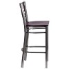 Emma and Oliver 2 Pack Clear Coated "X" Back Metal Restaurant Barstool - 4 of 4