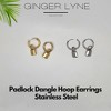 Padlock Dangle Hoop Earrings for Women Gold or Silver Stainless Steel Ginger Lyne Collection - 4 of 4