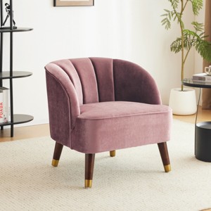 Coolbibila-Tufted Back Arm Chair,Velvet Armchairs Office,Rubber Wood Legs Chair,Strong Load Bearing Accent Chairs - 1 of 4