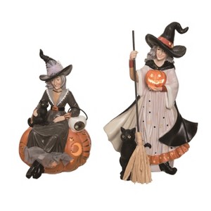 Transpac Resin Light Up Decorative Witch Figurine Set of 2 Halloween Home Decorations - 1 of 1