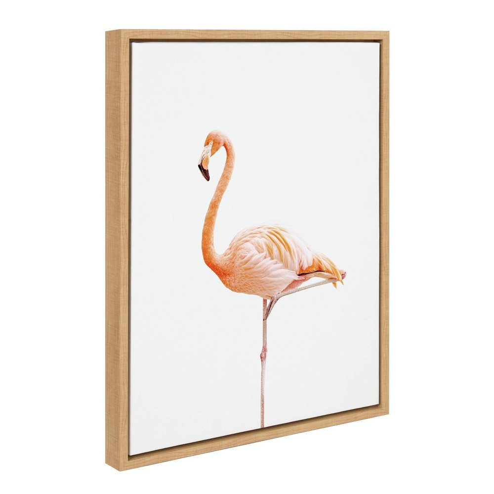 Photos - Other Decoration 18" x 24" Sylvie Flamingo Standing Framed Canvas by Amy Peterson Natural - Kate & Laurel All Things Decor