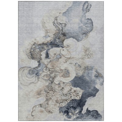 Gray And Beige Abstract Washable Indoor Outdoor Area Rug