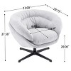 Modern 360° Swivel Office Chair,Chenille Upholstered Lounge Chair With Metal Base,Round Living Room Armless Swivel Chair-Coolbibila - 4 of 4