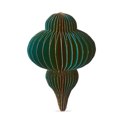 tag Glimmer Paper Finial Decor Wide Green