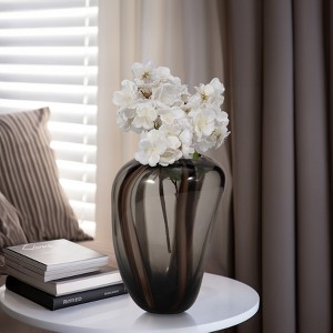 Decorative Glass Vase with Curved Silhouette - Modern Artisanal Design - Accent Styling for Home, Office, Bedroom, or Living Room Decor - Brown - 1 of 4