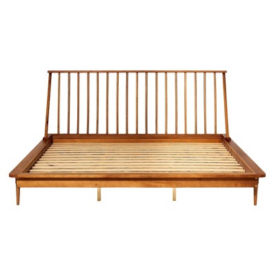 King Aurora Boho Solid Wood Spindle Bed Caramel - Saracina Home