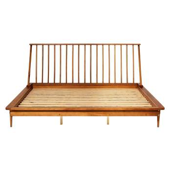 Boho Solid Wood Spindle Platform Bed - Saracina Home