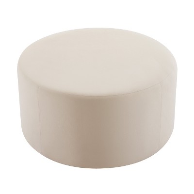 VYNXARIA Cream Round Ottomans and Benches - 16" High x 30" Wide, Versatile and Elegant Design