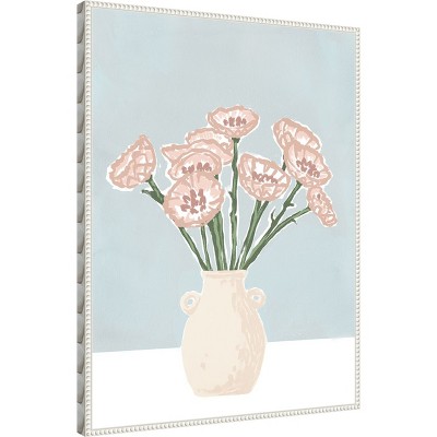 Renewed Bouquet II Pastel Pink Floral Canvas Wall Art with White Frame