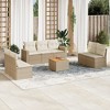 vidaXL Patio Sofa Set with Cushions Outdoor Furniture 8 Piece Poly Rattan - Beige and Cream - 2 of 4