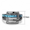 Slickblue Sea Blue Crystal Belt Style Ring, Light Black Stainless Steel, Women’s Fashion Ring, Sizes 5-10 - 2 of 4