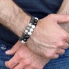 West Coast Jewelry Men's Polished Howlite and Onyx Stone Bead Adjustable Bracelet (10mm) - 3 of 4