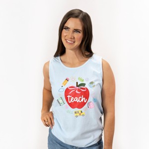 Teach Apple Watercolor - Garment Dyed Tank - 1 of 1