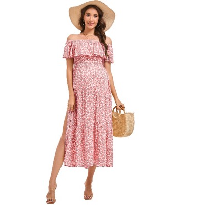 Maternity Dress Women's Off Shoulder Split A Line Casual Maxi Dress Photography Dress