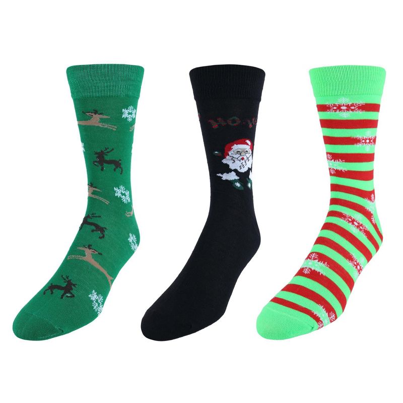 CTM Men's Christmas Holidays Crew Socks (3 Pair Pack), 1 of 5
