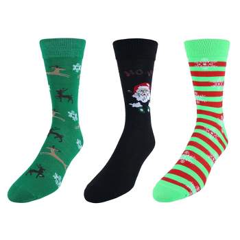 CTM Men's Christmas Holidays Crew Socks (3 Pair Pack)