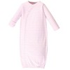 Touched by Nature Baby Girls Organic Cotton Side-Closure Snap Long-Sleeve Gowns 3pk, Pink Gray Elephant - 3 of 4