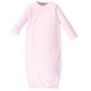 Touched by Nature Baby Girl Organic Cotton Side-Closure Snap Long-Sleeve Gowns 3pk, Pink Gray Elephant - image 3 of 4