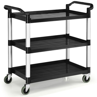 Costway 3-tier Metal Utility Cart 400 Lbs Storage Service Trolley Tool  Storage Gray : Target