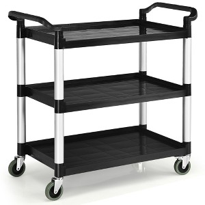 Costway 3-Shelf Utility Service Cart Aluminum Frame 490lbs Capacity w/ Casters - 1 of 4