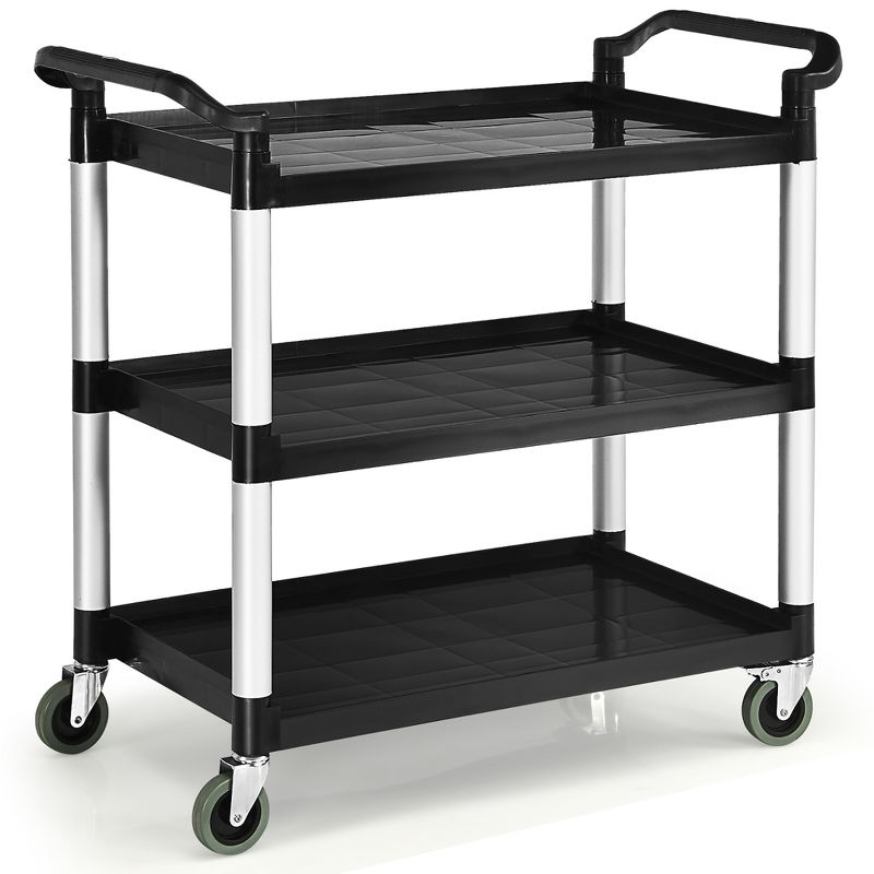 Costway 3-Shelf Utility Service Cart Aluminum Frame 490lbs Capacity w/ Casters, 1 of 10