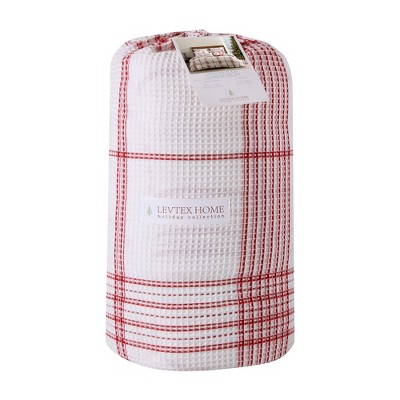 Red and Cream Cotton Twin Holiday Plaid Duvet Set